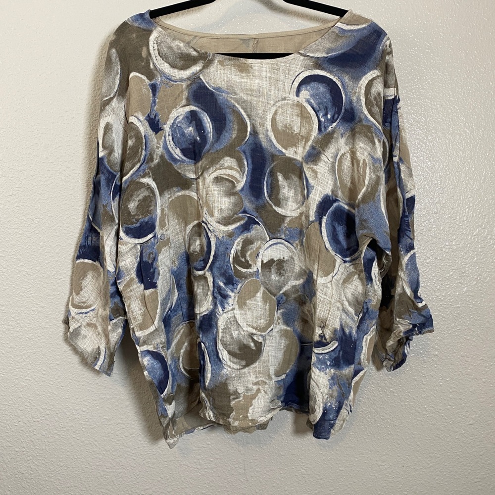 Italian Cotton Top One Size Oversized Lagenlook Artsy Bohemian Boho Hippie